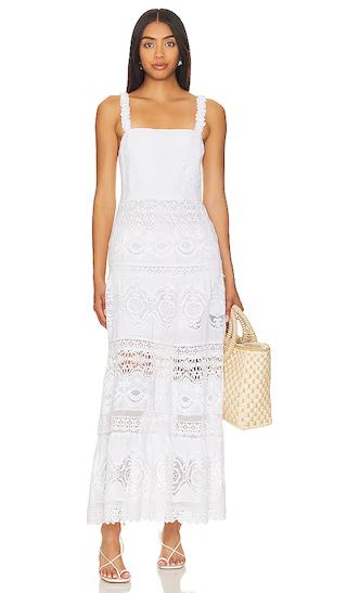 Alora Embroidered Midi Dress in White | Revolve Clothing (Global)