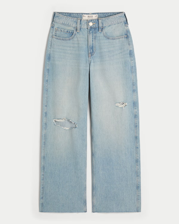 High-Rise Ripped Light Wash Baggy Jeans | Hollister (US)