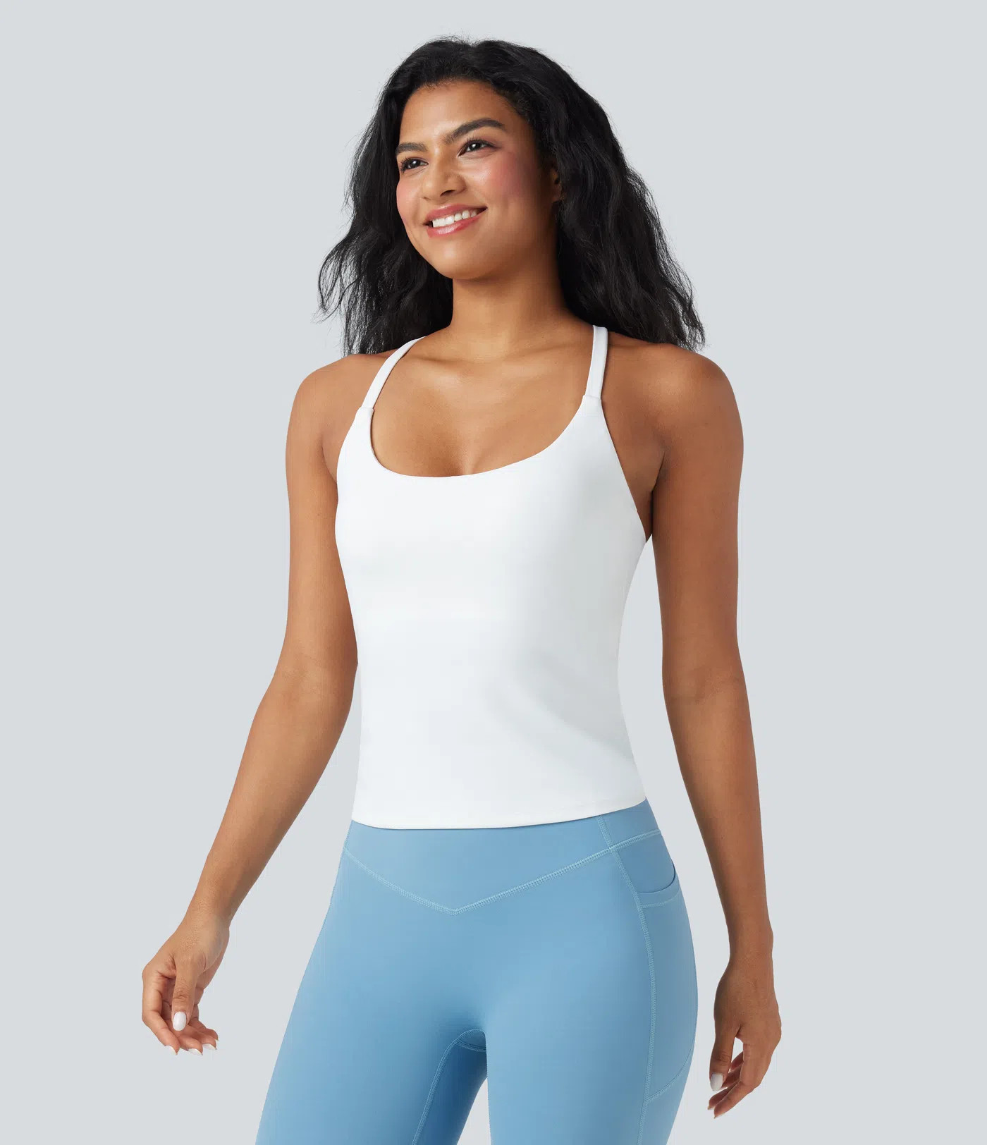 Women’s Scoop Neck Crisscross Back Crossover Hem Yoga Cami Top - Halara | HALARA