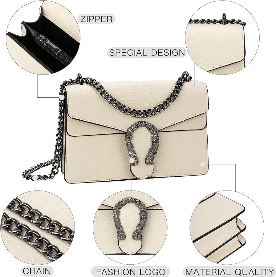GLOD JORLEE Trendy Chain Crossbody Shoulder Bags for Women - Luxury Leather Satchel Bag Evening C... | Amazon (US)