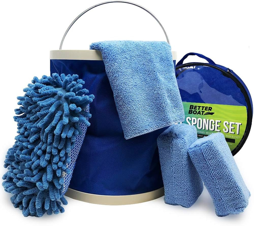 Boat Cleaner and Car Wash Sponges Non Scratch Microfiber Sponge Bucket & Microfiber Wash Cloths C... | Amazon (US)