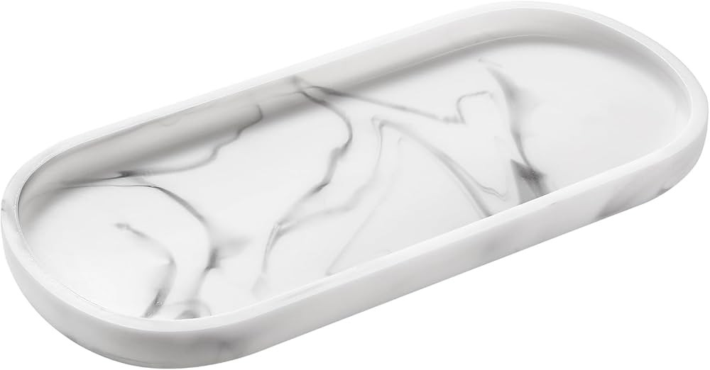 Bathroom Vanity Tray, 10" Oval Storage Tray for Dresser Toilet Tank Kitchen Sink Countertop Organ... | Amazon (US)
