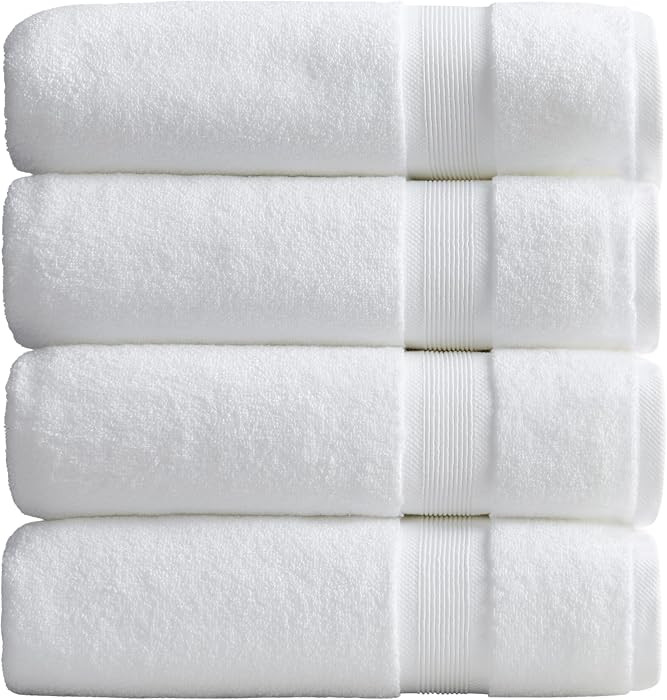Luxury Bamboo Rayon Plush Bath Towel Set | 4-Pack | White | Amazon (US)