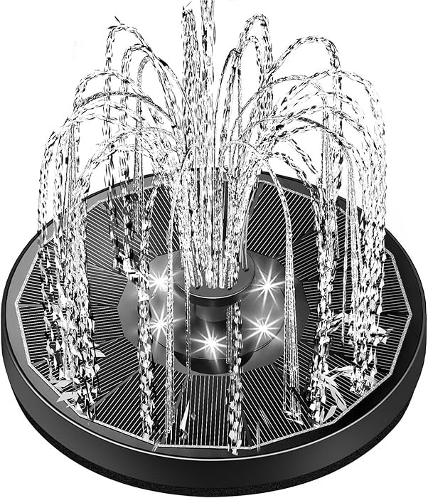 Yzert Solar Fountain Glass Panel with 2200 mah Battery, 3.5W Floating Solar Water Fountain with 4... | Amazon (US)