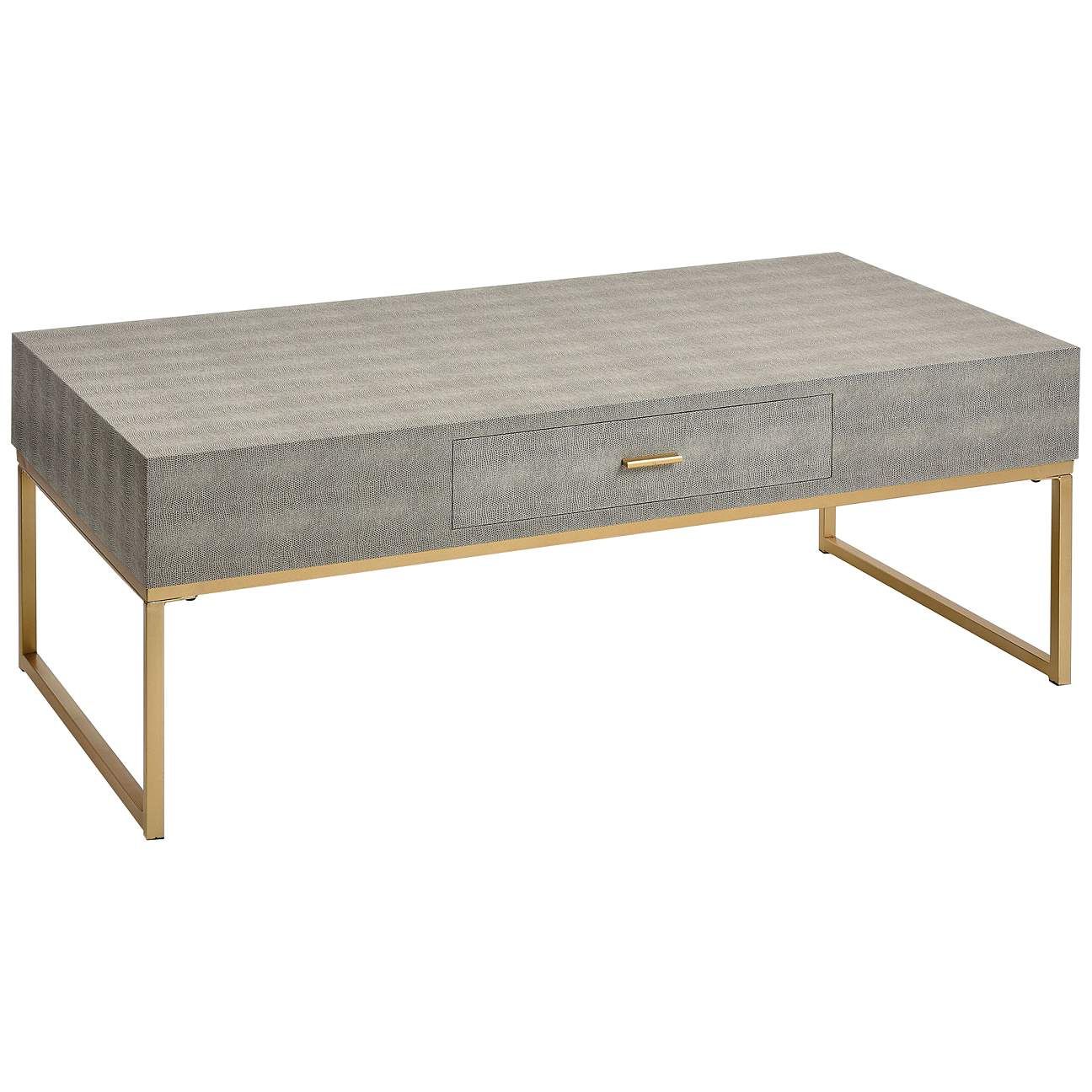 Les Revoires 48" Wide Gray and Gold Coffee Table | Lamps Plus