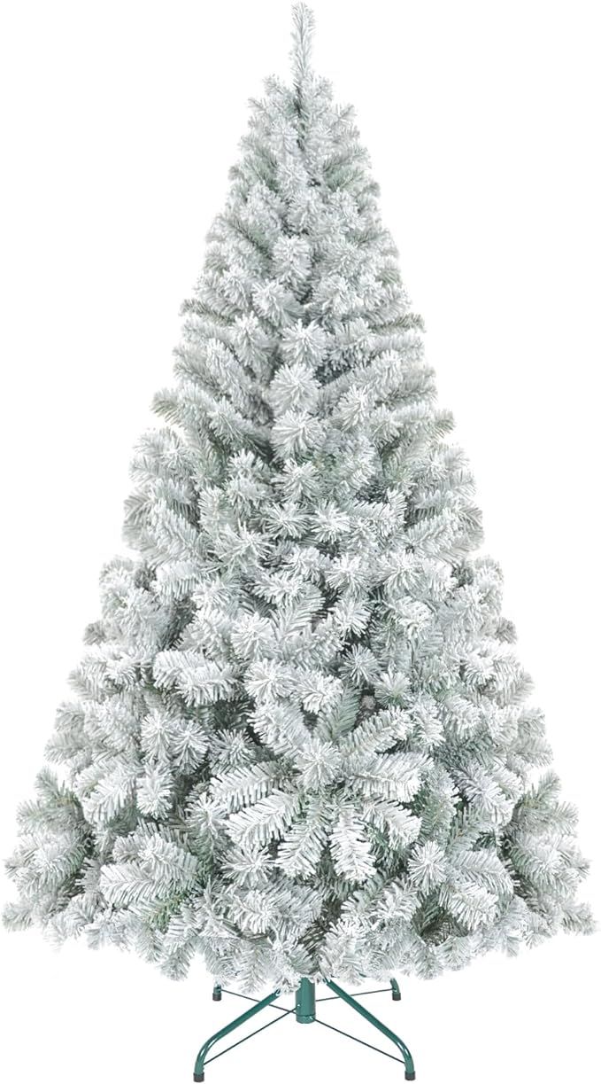 leheyhey 5ft Snow Flocked Artificial Christmas Tree Holiday Xmas White Tree for Home Office Holid... | Amazon (US)