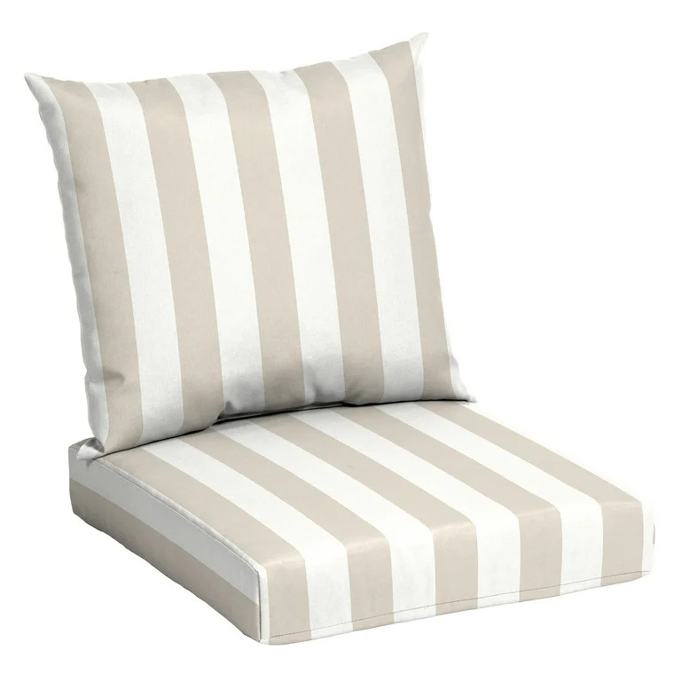 Mainstays 45"L x 22.75"W Tan Cabana Stripe Rectangle Outdoor 2-Piece Deep Seat Cushion | Walmart (US)