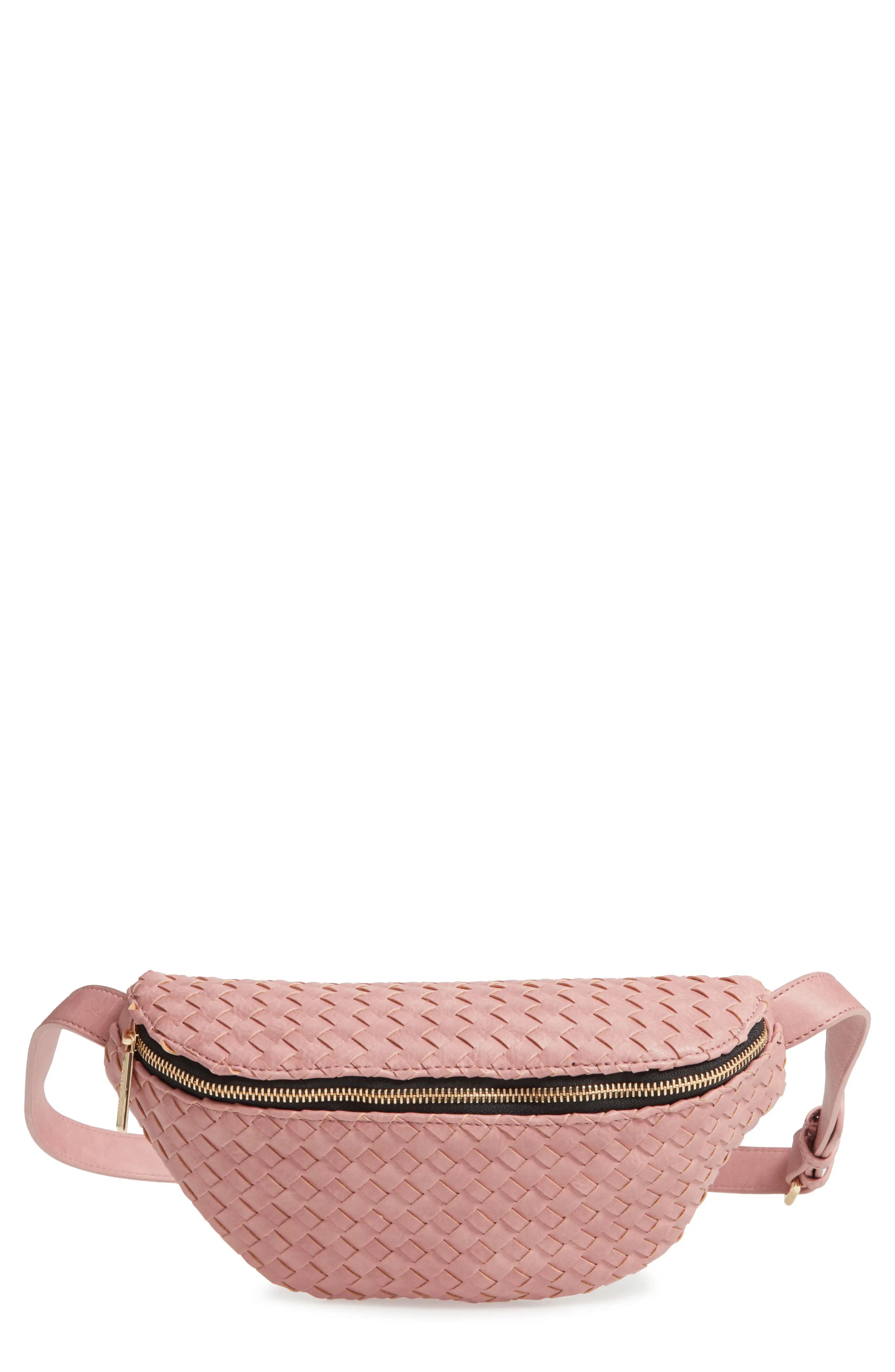 Mali + Lili Beta Woven Vegan Leather Belt Bag - Pink | Nordstrom