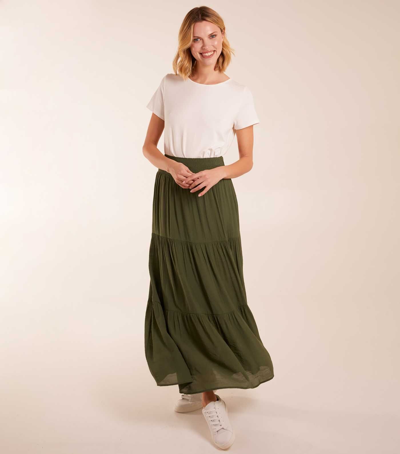 Blue Vanilla Olive Tiered Maxi Skirt | New Look | New Look (UK)