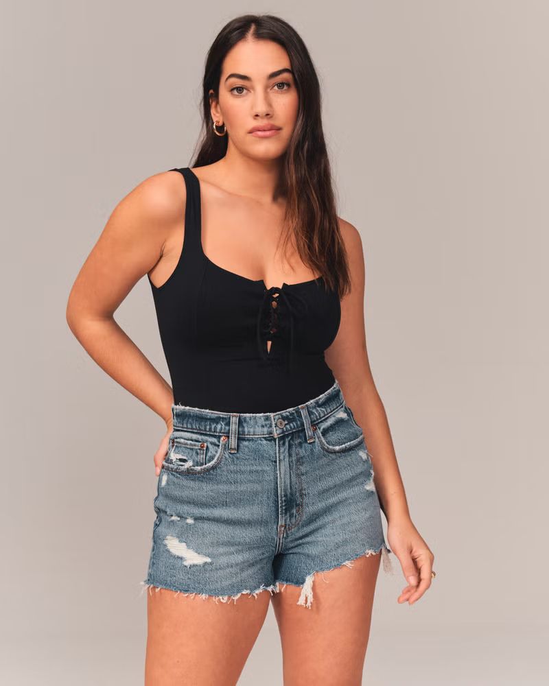 Women's Curve Love High Rise Mom Shorts | Women's | Abercrombie.com | Abercrombie & Fitch (US)