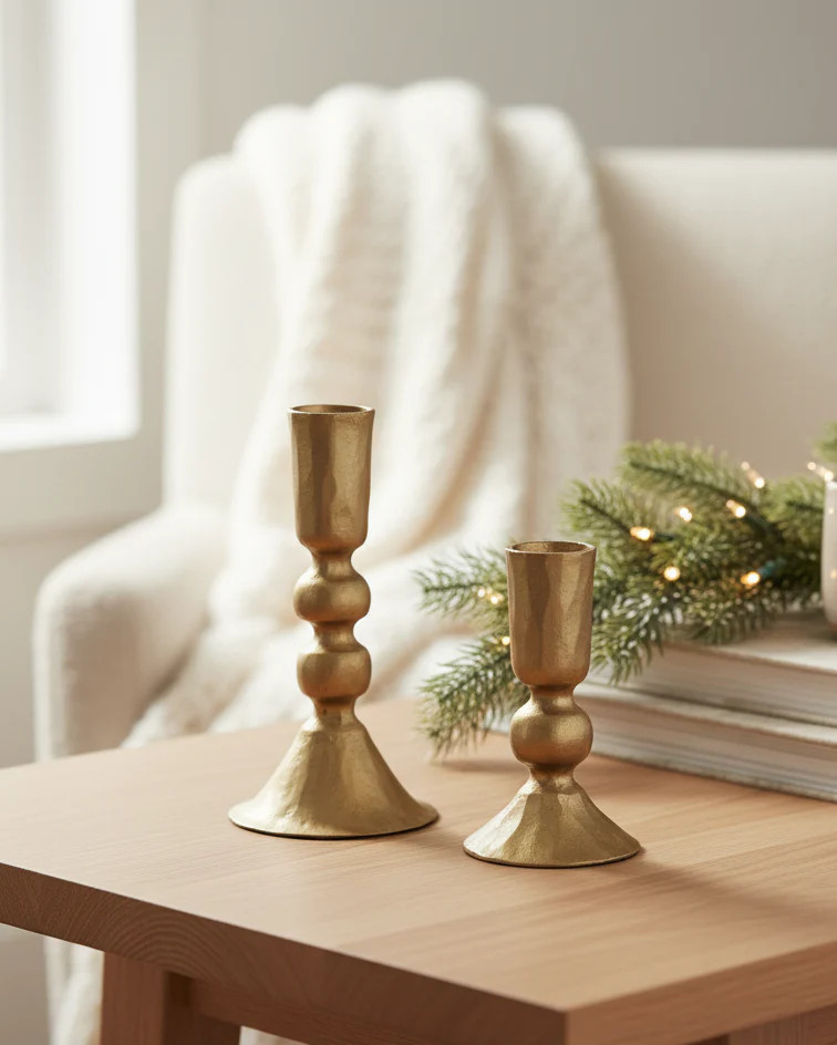 James Gold Taper Candle Holder Set | MJHome