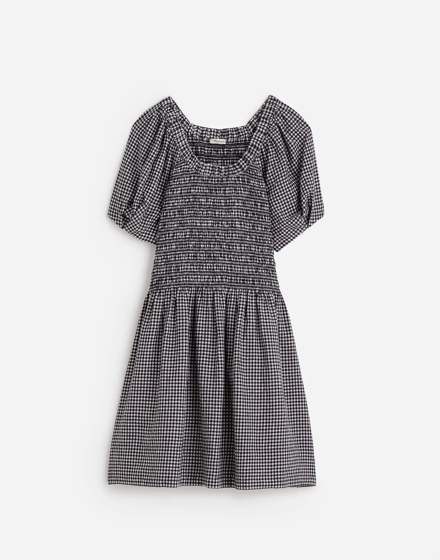Smocked U-Neck Mini Dress in Gingham | Madewell | Madewell