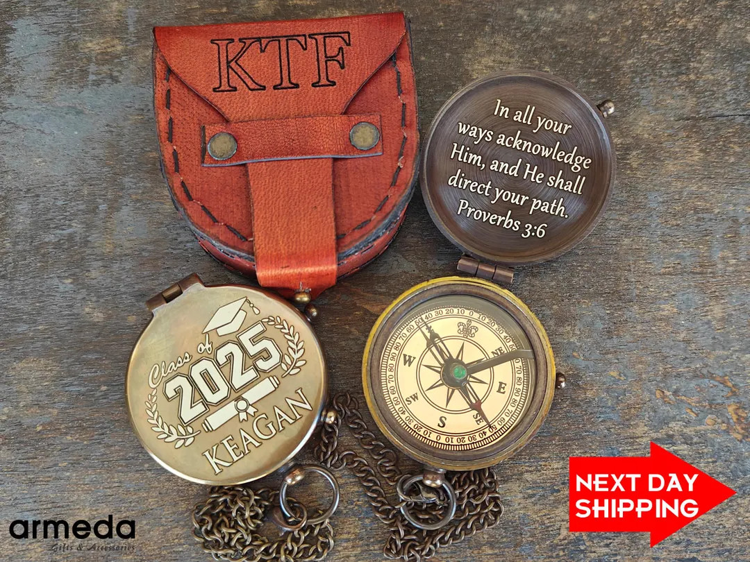 Personalized Graduation Compass \u2013 Engraved Brass Compass Gift for Son, Class of 2026 College... | Etsy (Global)