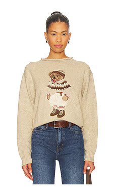 Polo Ralph Lauren Polo Bear Rollneck Sweater in Dark Almond Marl from Revolve.com | Revolve Clothing (Global)