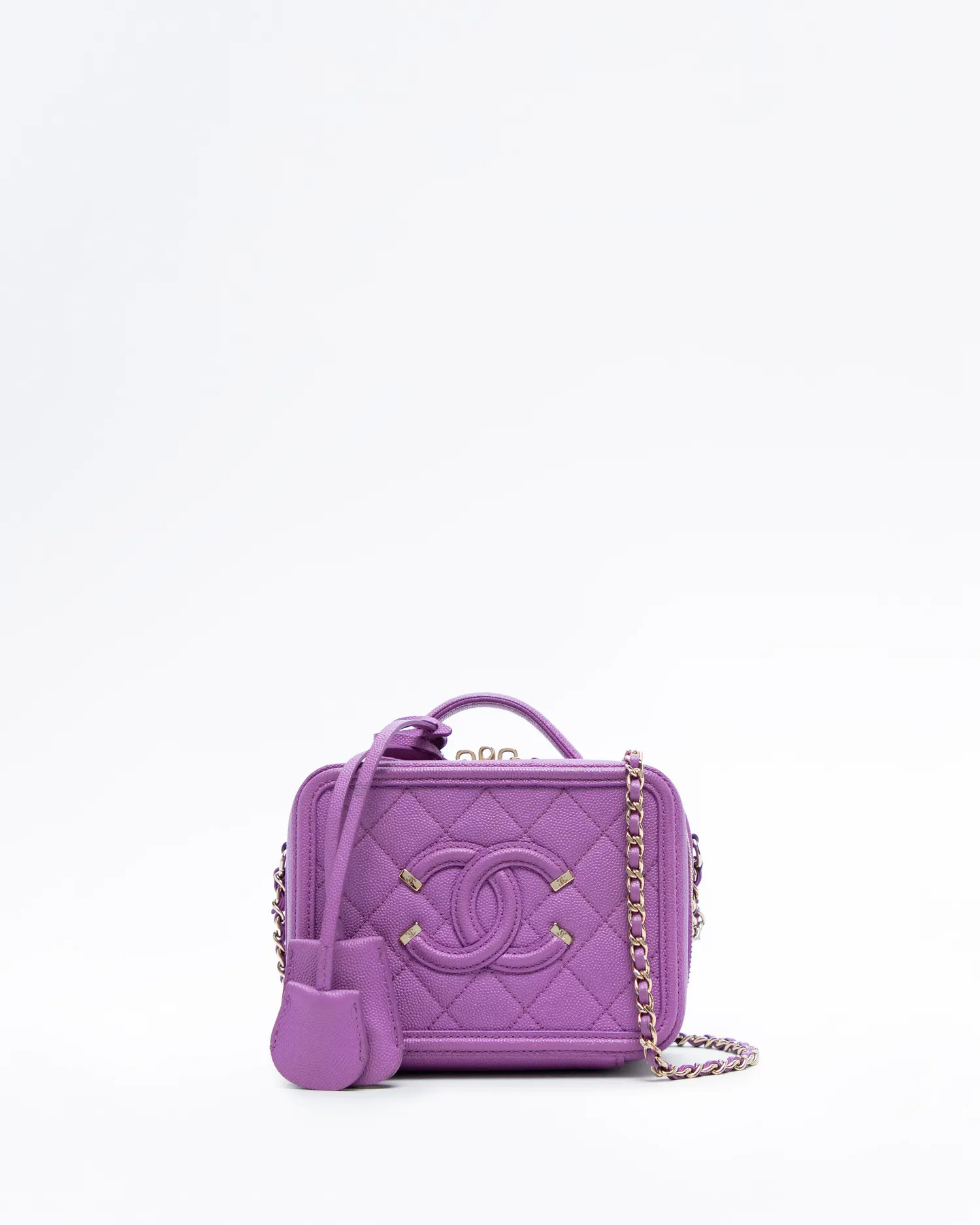 Caviar Quilted Small Filigree Vanity Case | Vivrelle