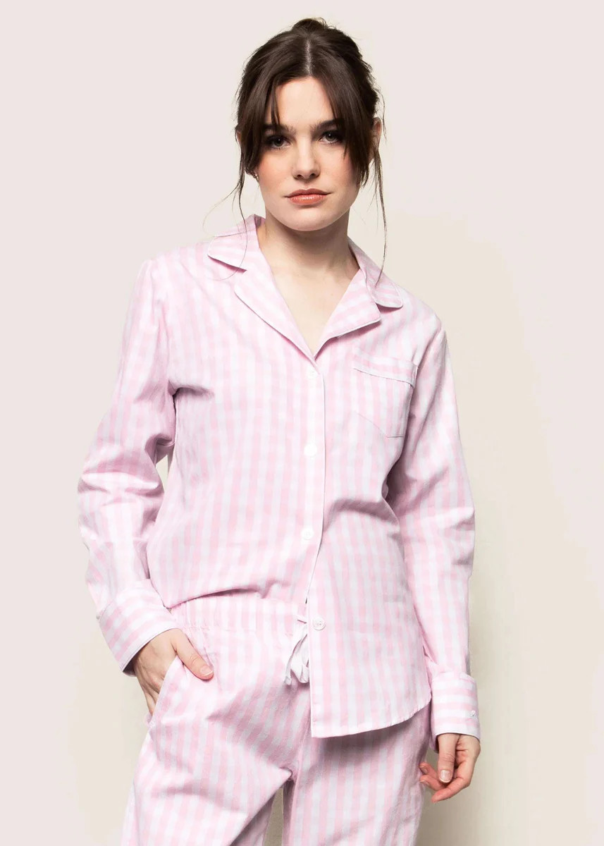 WOMEN'S TWILL PAJAMA SET - LIGHT PINK GINGHAM | LIV & Company