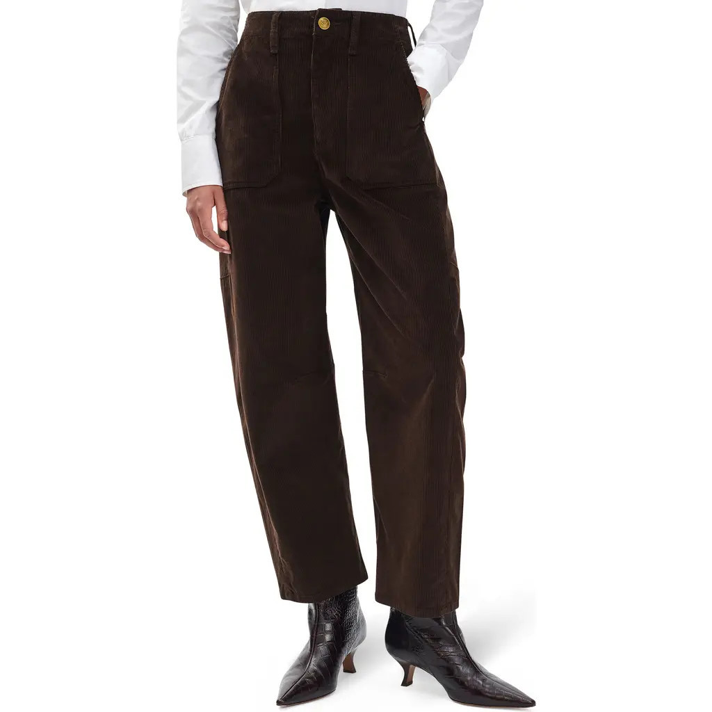 rag & bone Charlie Super High Waist Crop Barrel Corduroy Jeans in Dark Brown at Nordstrom, Size 30 | Nordstrom