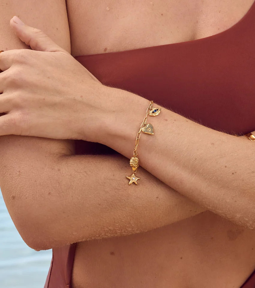 Custom Hanging Ocean Charm Bracelet (Gold) | Abbott Lyon