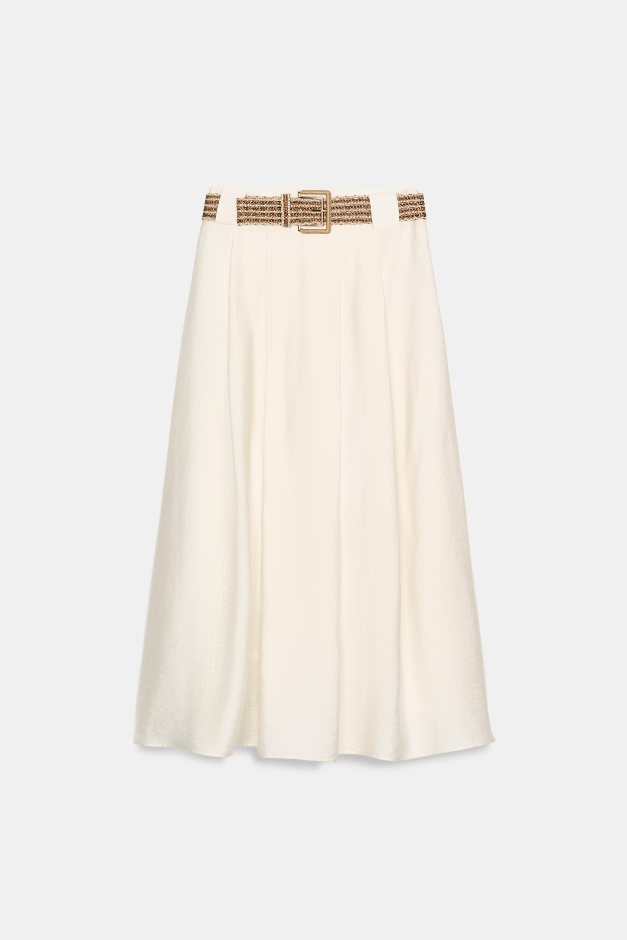 BRAIDED BELT MIDI SKIRT | Zara US