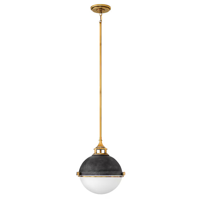 Hinkley Fletcher 2-Light Aged Zinc Traditional Opal Glass Globe Medium Hanging Pendant Light | Lowe's
