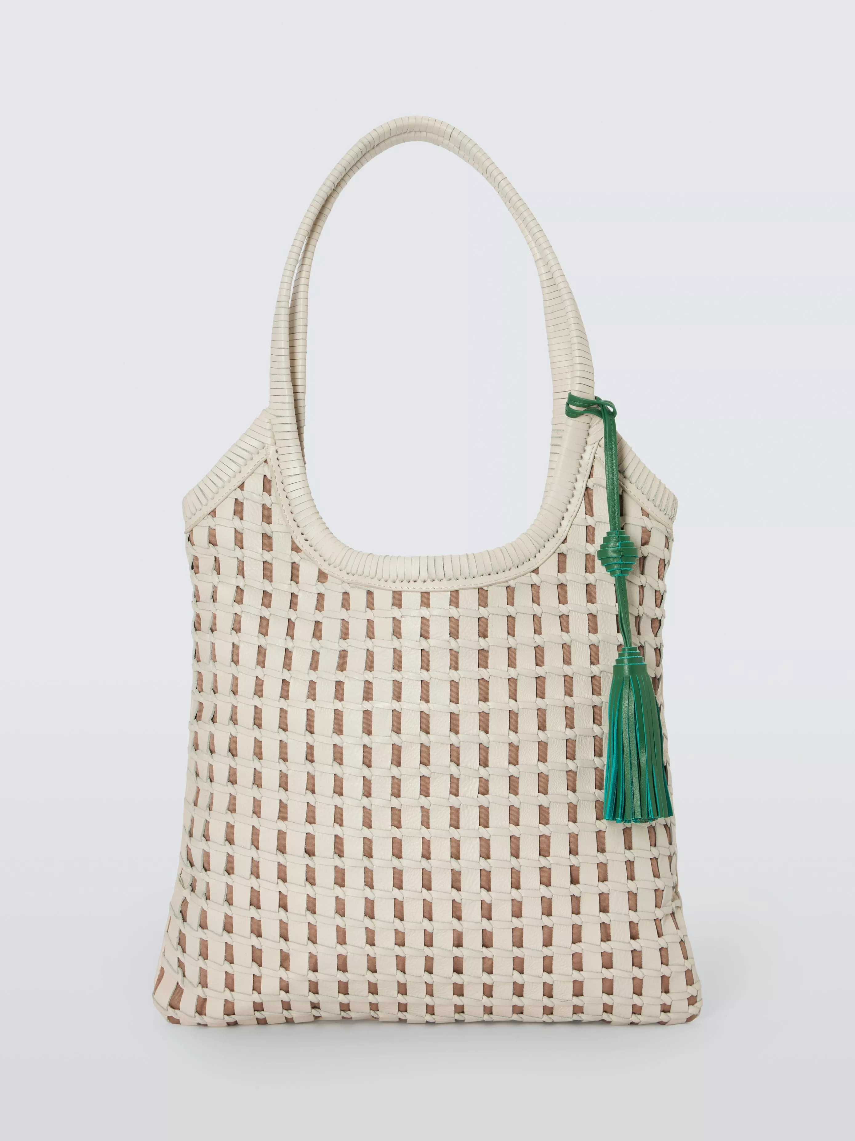 Woven Leather Shoulder Bag, White | John Lewis (UK)