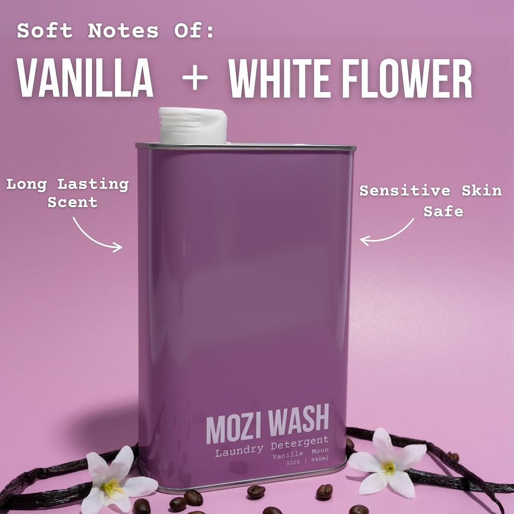 Mozi Wash Laundry Detergent Liquid, Vanilla Moon, 50+ Loads, Concentrated, Plant Based, Cruelty &... | Amazon (US)