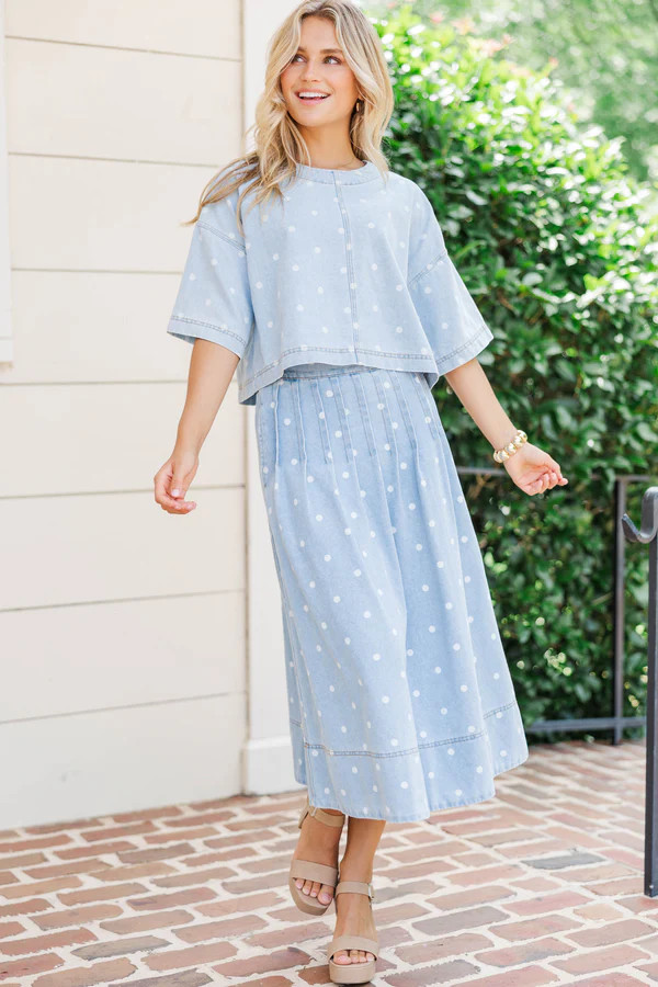 It Made Her Day Blue Polka Dot Blouse | The Mint Julep Boutique
