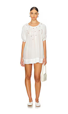 Free People x REVOLVE Atlas Rose Mini Dress in Optic White from Revolve.com | Revolve Clothing (Global)