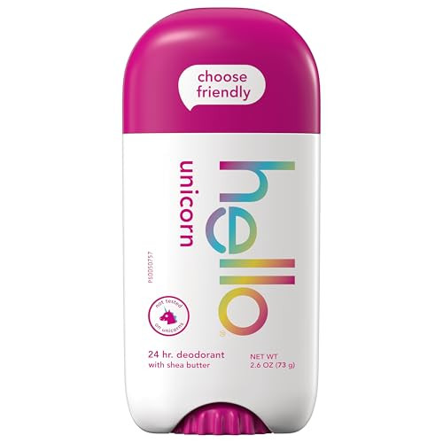 hello Unicorn Deodorant, 24 Hour Odor Protection, No Aluminum + No Baking Soda, Vegan & Parabens Free, 2.6 Oz | Amazon (US)