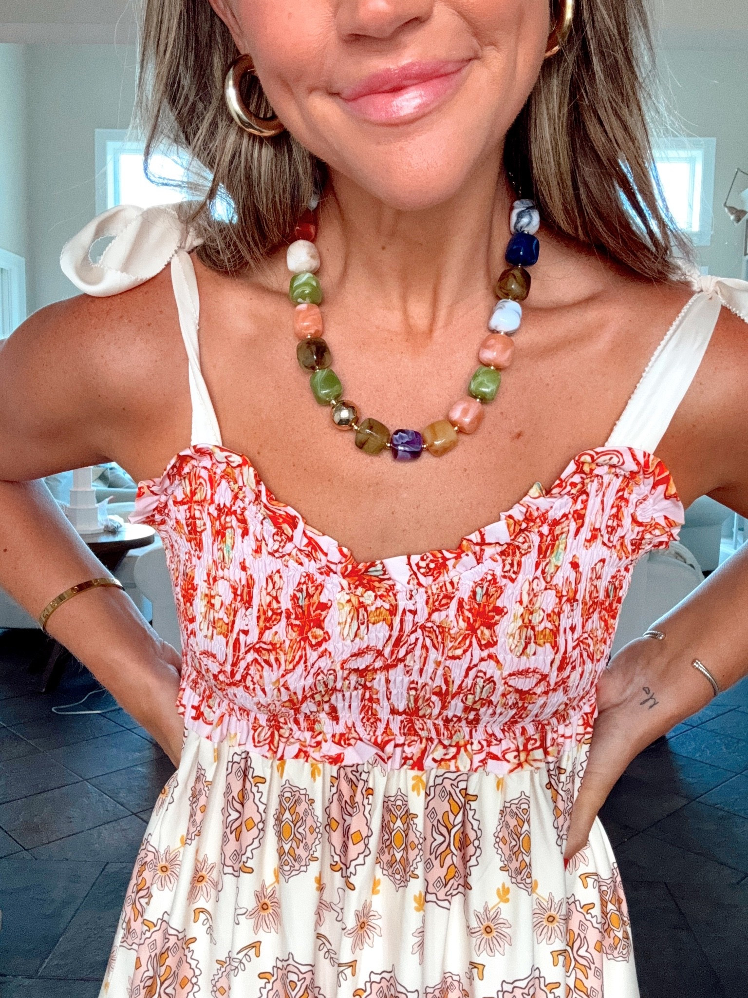 Amazon jewelry - anthro look for Less!!
Dress is free people look for less I wear for EVERY occasion. True to size small.