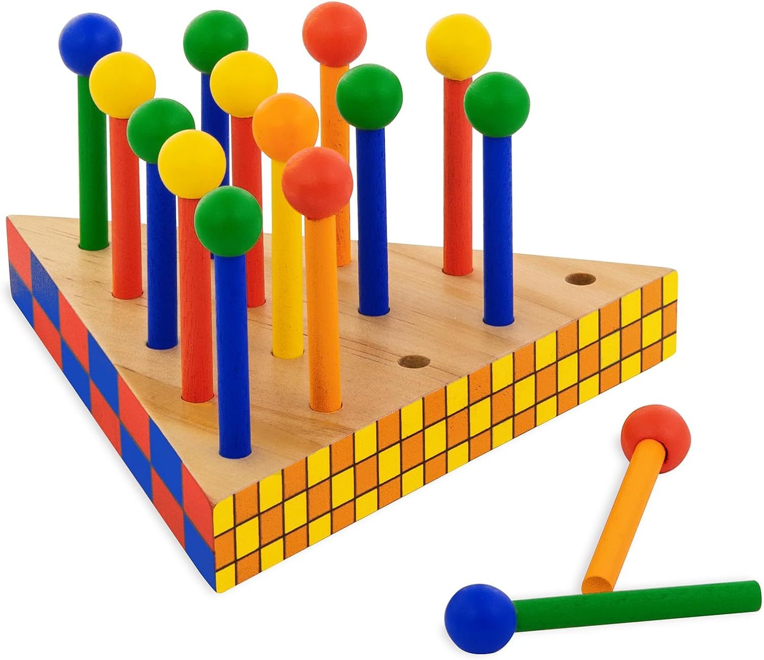 ban.do Triangle Peg Game, Wooden Peg Board with Plastic Game Pieces, Handheld Solitaire Game for ... | Amazon (US)