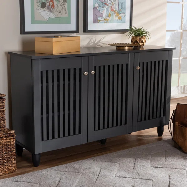 12 Pairs Dark Gray Manufactured Wood Shoe Storage Cabinet | Wayfair North America