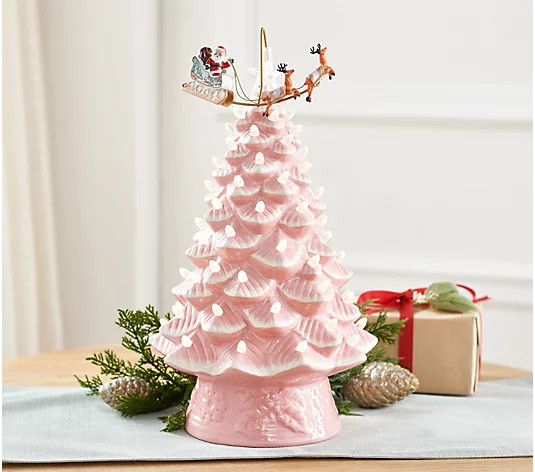Mr. Christmas 16" Animated Ceramic Nostalgic Tree - White Santa - QVC.com | QVC