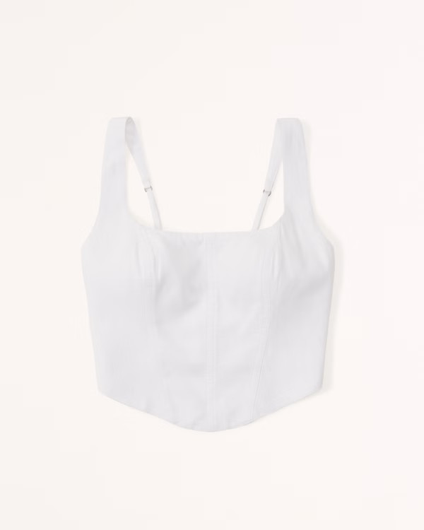 Women's Linen-Blend Corset Set Top | Women's Tops | Abercrombie.com | Abercrombie & Fitch (US)