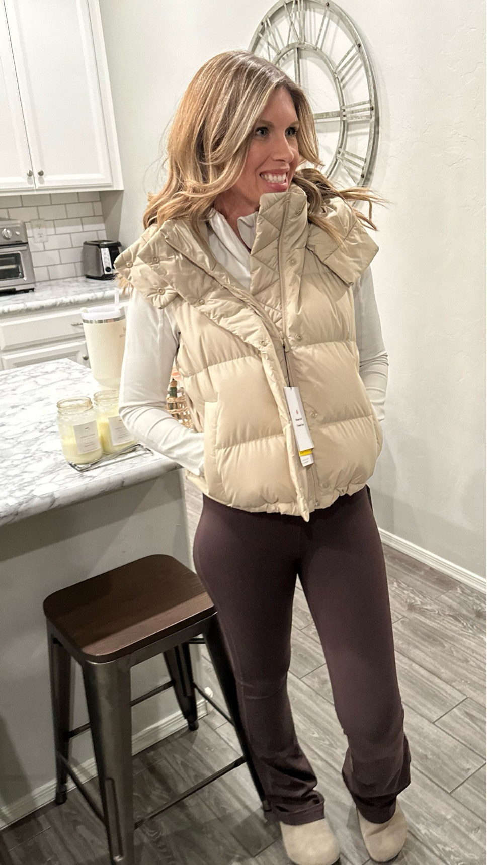 Vest obsessed! This is the Wunder Puff vest in the color Trench, has an oversized fit, I’m in a size 6, which is my true size. Size down for a more fitted look. Cinchable waist.

#LTKSeasonal #LTKstyletip