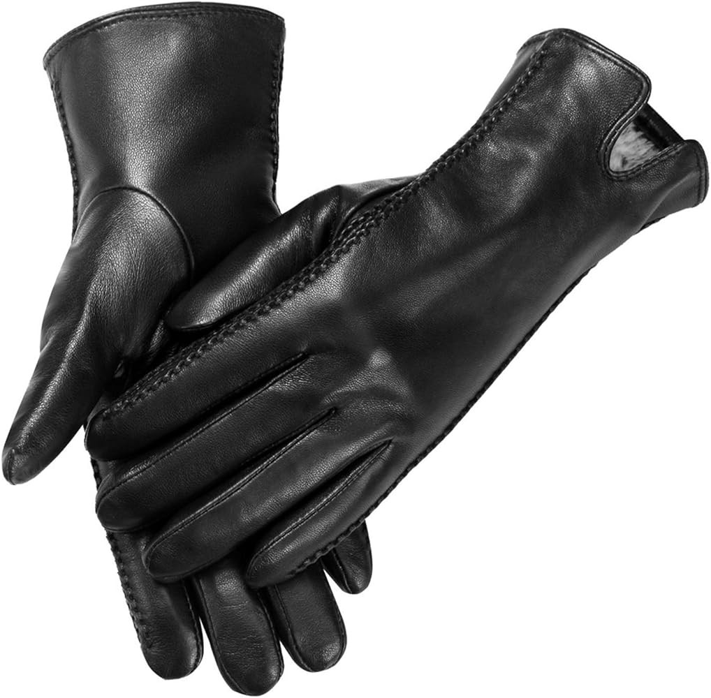 Leather Gloves for Women Winter, Touchscreen Gloves for Cold Weather with Warm Lining | Amazon (US)