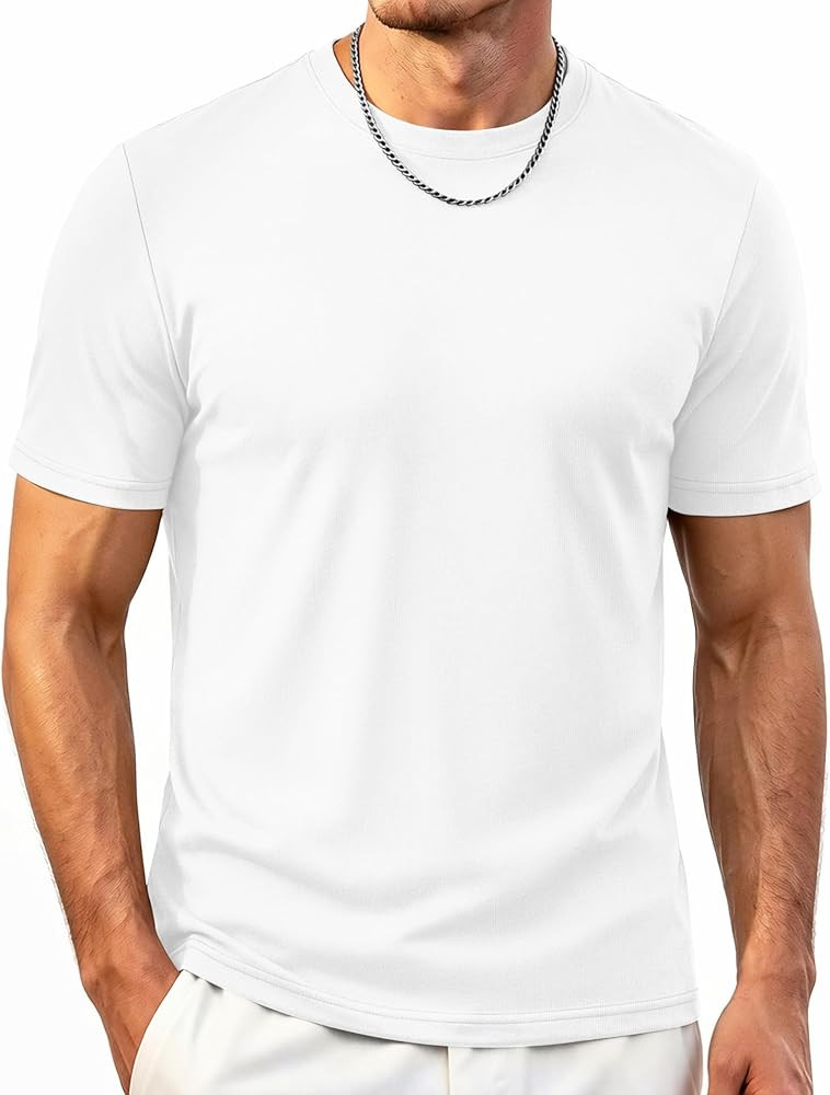 Cotrasen Mens T-Shirts Short Sleeve Cotton T Shirts Casual Plain Crew Neck Basic Tees Moisture Wi... | Amazon (US)