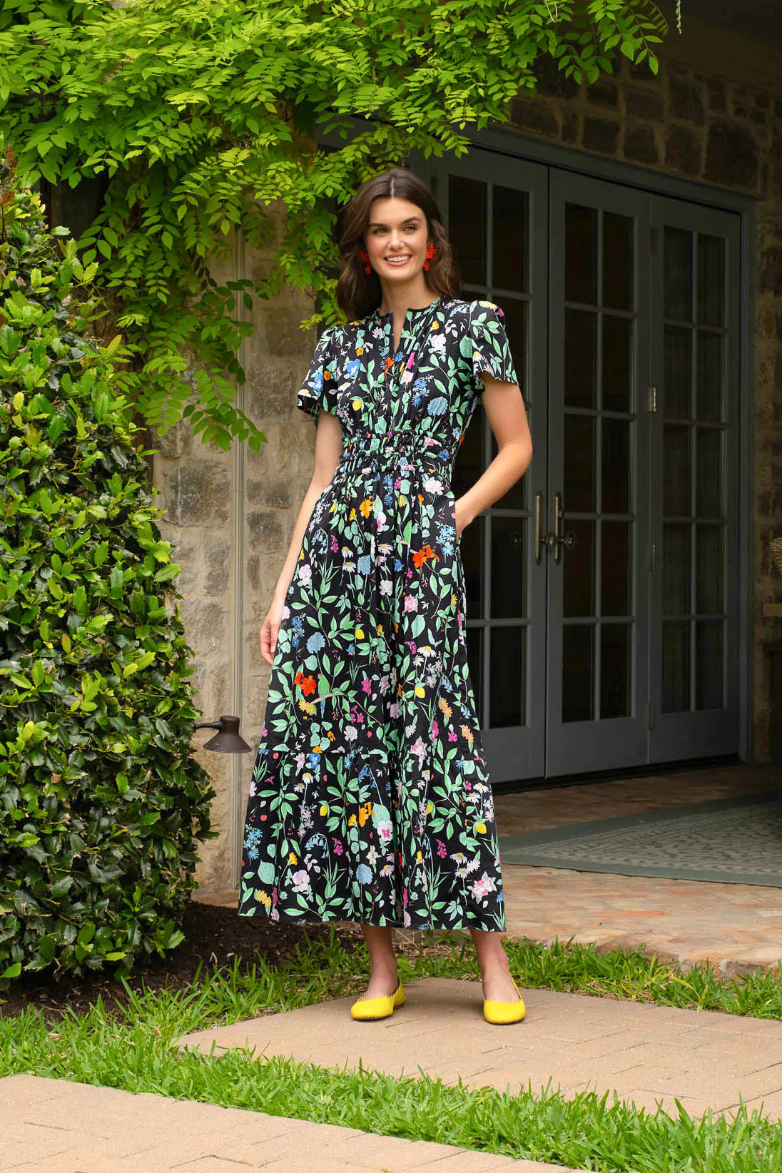 Eloise Dress in Onyx Wildflower | Sheridan French