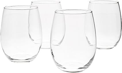 Amazon Basics Stemless Wine Glasses (Set of 4), 15 oz | Amazon (US)
