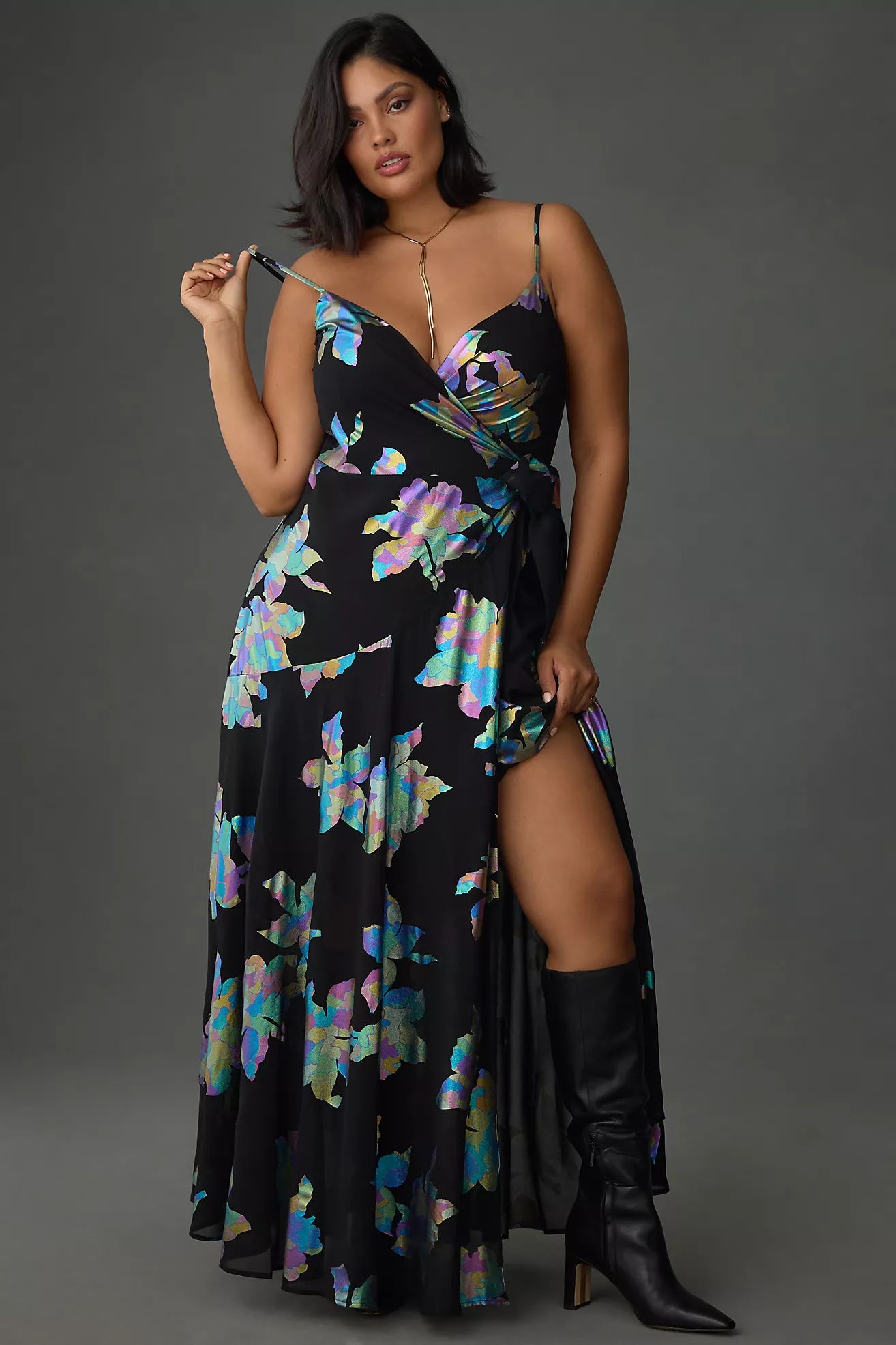 Hutch Iridescent Floral Wrap Maxi Dress | Anthropologie (US)