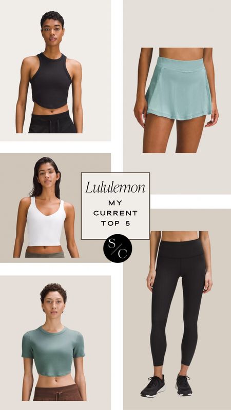 Lululemon | My Current Top 5 

Tennis skirt, pickleball outfit, sports bra, best workout legging, exercise, workout, fitness, athleisure, gift for her 

#LTKfitness #LTKfindsunder100 #LTKstyletip