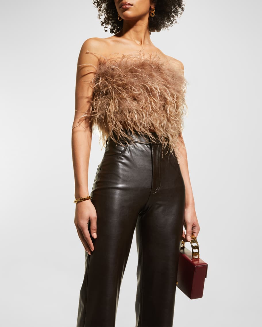 Zaina Ostrich Feather Bustier Top | Neiman Marcus