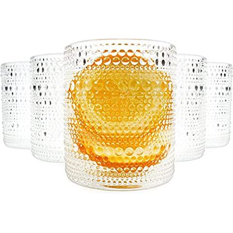 Romantic Water Glasses, 12 oz Hobnail Drinking Glasses Set 6, Embossed Vintage Glassware Set for ... | Amazon (US)