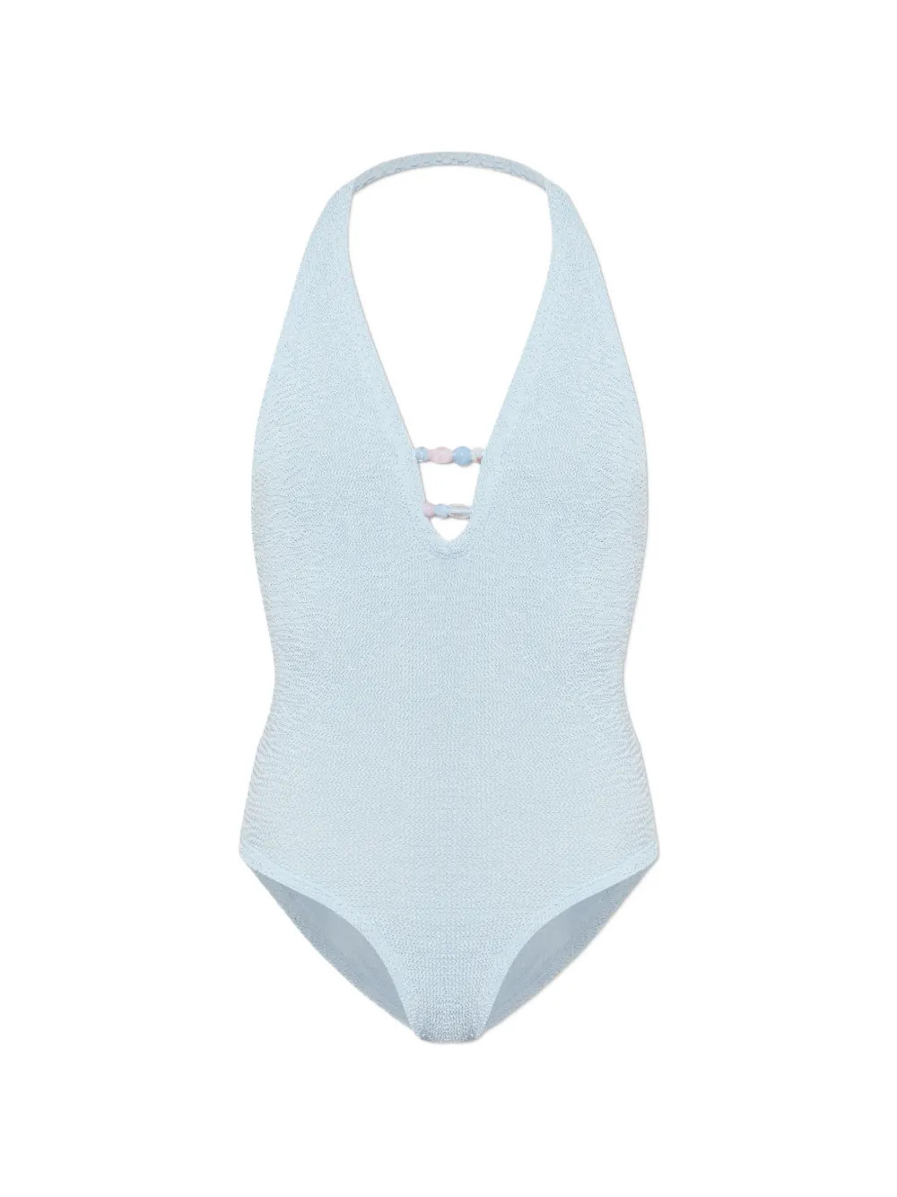 Hunza G Adriana Beaded Crinkle Swimsuit | Blue | FARFETCH | Farfetch Global