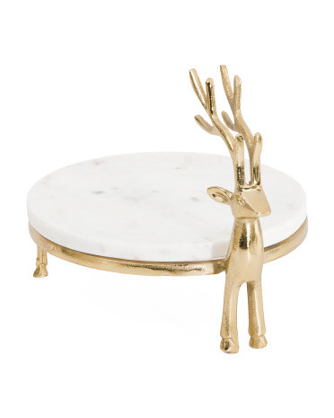 Round Marble Gold Tone Cake Plate | TJ Maxx