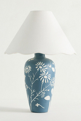 Ember Carved Ceramic Scallop Shade Table Lamp | Anthropologie (US)