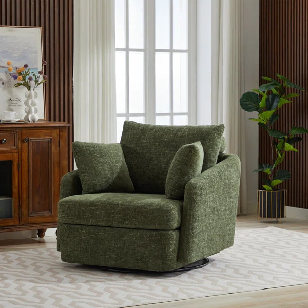 Upholstered Swivel Chair With 2 Side Pillows | Wayfair North America