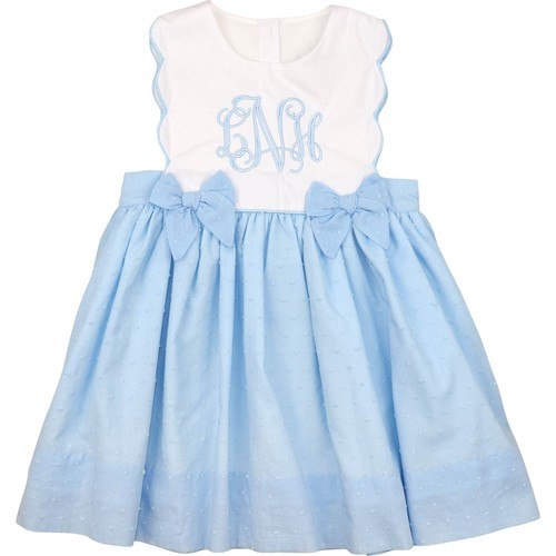 Blue Swiss Dot Scalloped Dress | Cecil and Lou