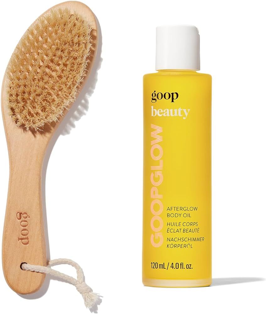 goop Beauty Dry Brush & Body Oil Bundle | Exfoliating & Detoxifying Dry Brush to Sweep Away Dead ... | Amazon (US)