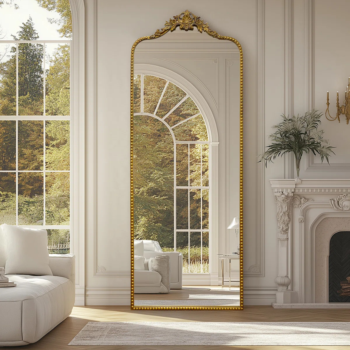 Arched Antique Ornate Full Length Floor Mirror | Wayfair North America